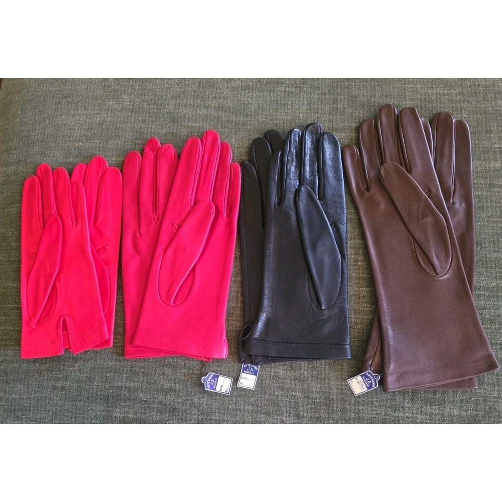 Lot of 4 Vintage Artesania J.A. Madrid Leather Gloves New Old Stock Size 6